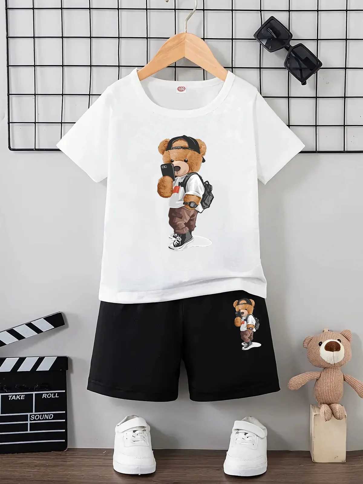 Clothing Sets Summer Baby Boy Clothes Set Fashion Children Girls Printed Short Sleeve T-shirts Top and Shorts Bottom Outfits Kid Tracksuits H241214