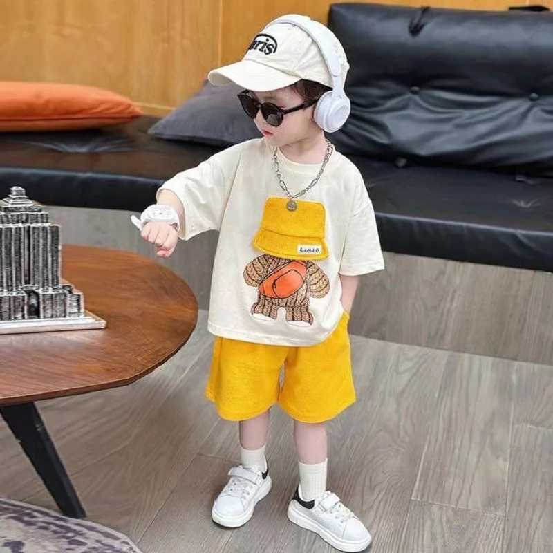 Clothing Sets Summer Baby Boy Cotton Clothes Set Cartoon Printed T-Shirts And Shorts 2 Pieces Suit Kid Casual Top Bottom Outfits Tracksuits H241214