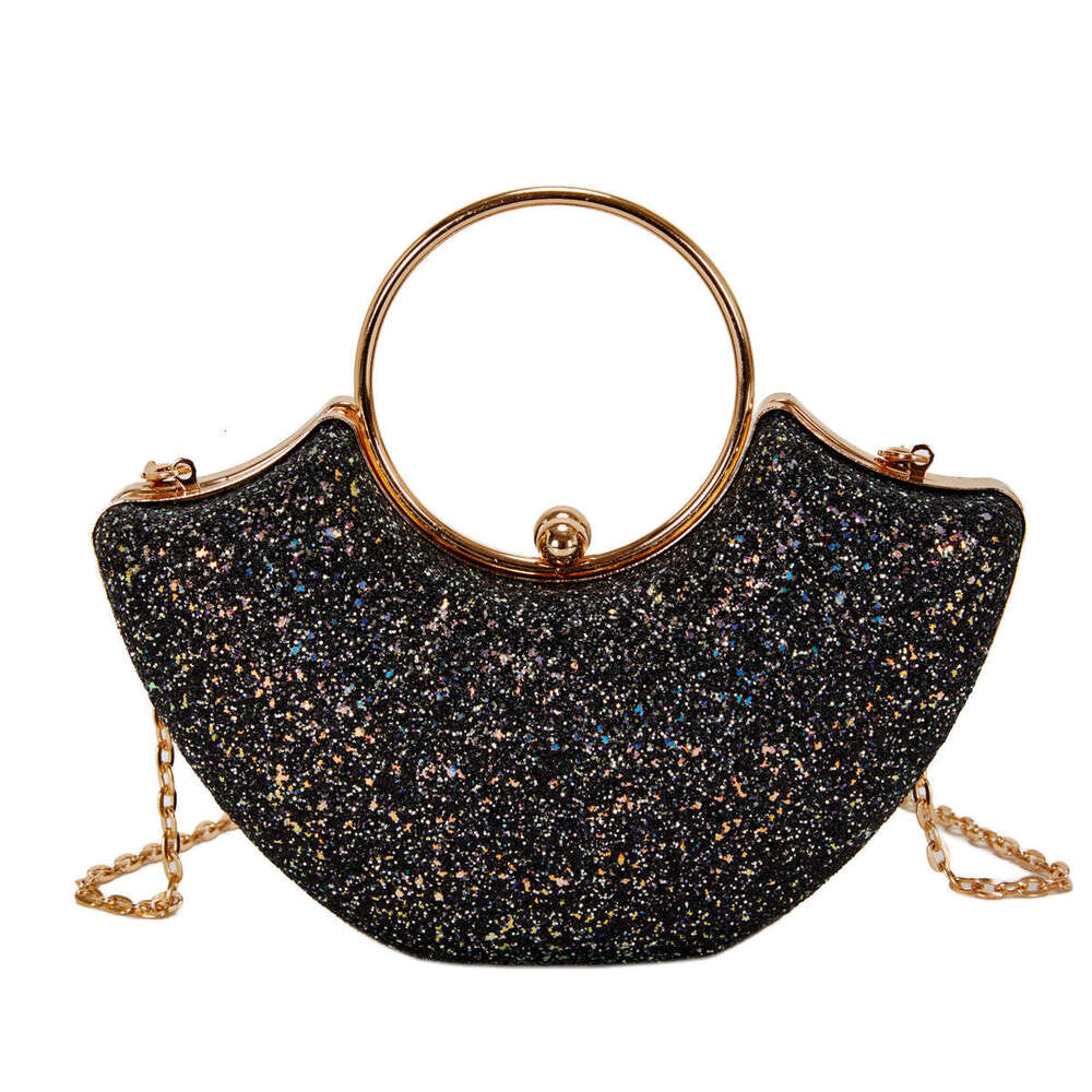 High end handbag for women European and American retro clip on shell shiny evening handbag, shoulder bag, 2024 versatile new trendy clothing ins