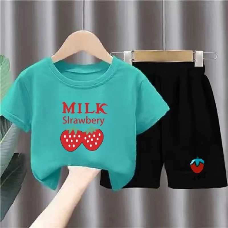 Clothing Sets Summer Baby Girls Clothes Set Sweet Printed T-shirts and Shorts 2 Pieces Suit Children Kid Fashion Top Bottom Outfits Tracksuits H241214