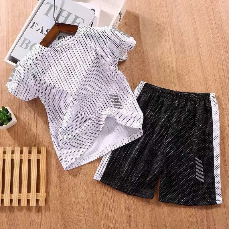 Clothing Sets Summer Kid Boy Clothes Set Breathable Quick Drying T-shirts and Shorts Suit Children Girls Side Stripes Sport Tracksuits H241214
