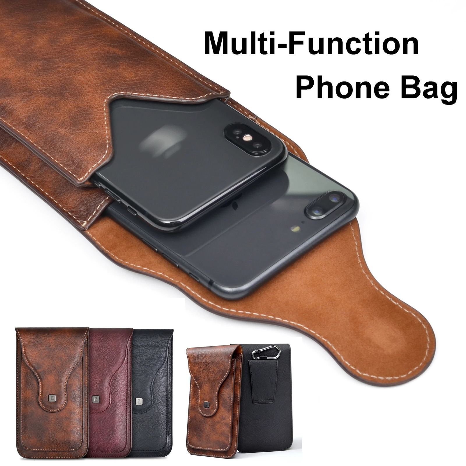 Mens belt bag portable running mobile phone Crazy Horse leather wrist bag medicine bag 241213