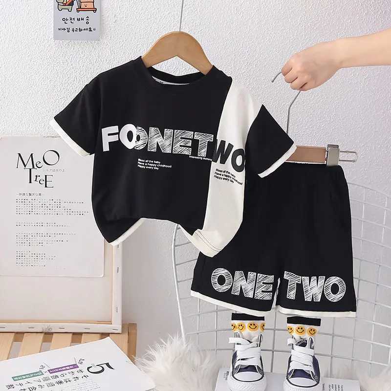 Clothing Sets Kids Boy Printing Patchwokr T Shirt Shorts Summer Children Baby Outing Clothes 2Pcs/Set Infant Kids Toddler Tracksuits 0-5 Years H241214