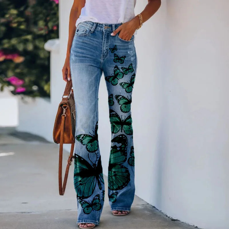 Prints Flared Jean 2024 Streetwear Trendy Element Hipster Baggy Jeans Korean Fashion Drapes Straight Casual Denim 241203