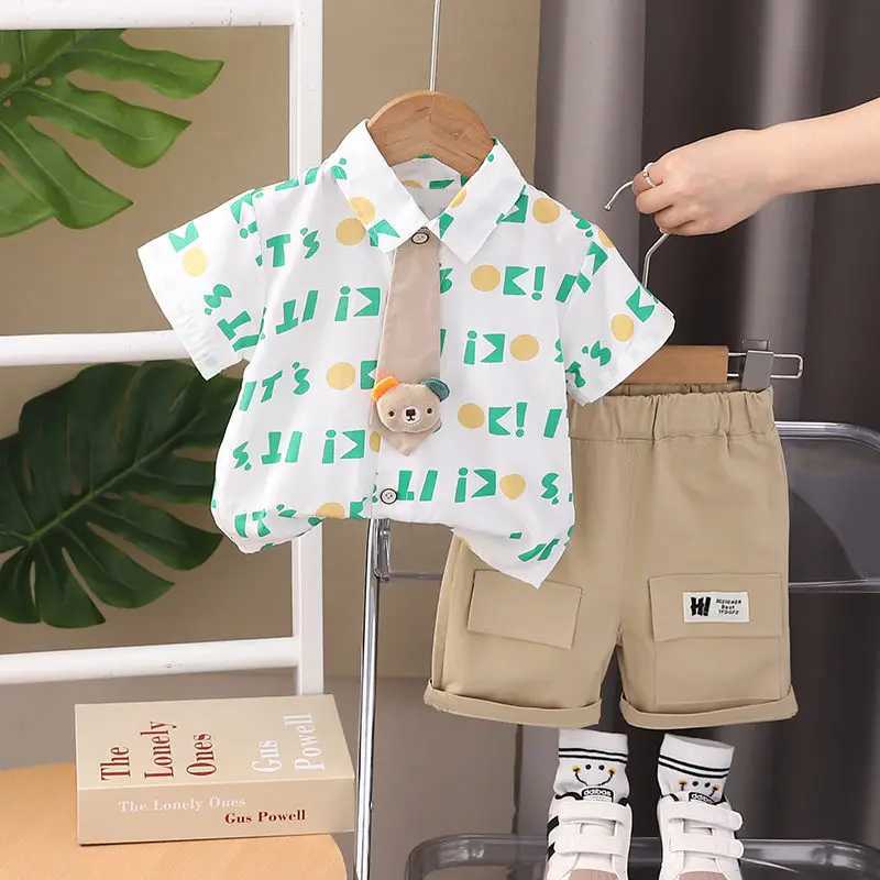 Clothing Sets New Children Casual Clothes Suit Summer Boys Girls Printe Letters Shirt Shorts 2Pcs/Set Kids Toddler Clothing Infant 0-5 Years H241214