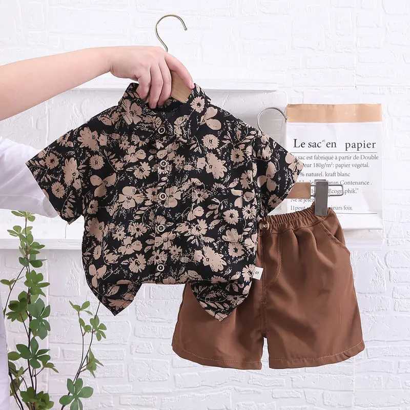 Clothing Sets Children Cotton New Summer Clothes Kids Boy Cartoon Printe Flowers Shirts Shorts 2Pcs/Set Infant Baby Fashion Toddler Tracksuits H241214