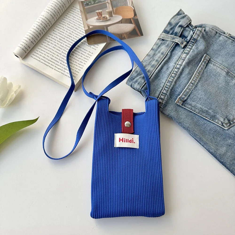 Fashionable and simple knitted mobile phone bag shoulder bag mini coin wallet handbag casual messenger bag summer beach bag 241213