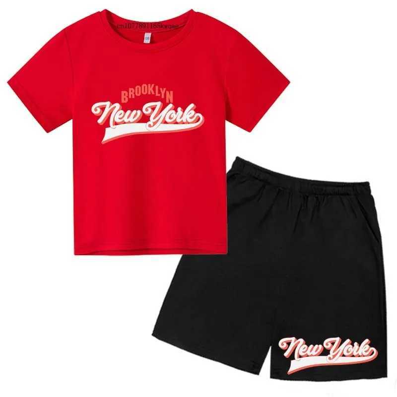 Clothing Sets Kids Summer Leisure Letter Print Soft T-shirts+Pants 2pcs Suits 2-13 Years Boys Girls Sports Streetwears Children Clothes Sets H241214