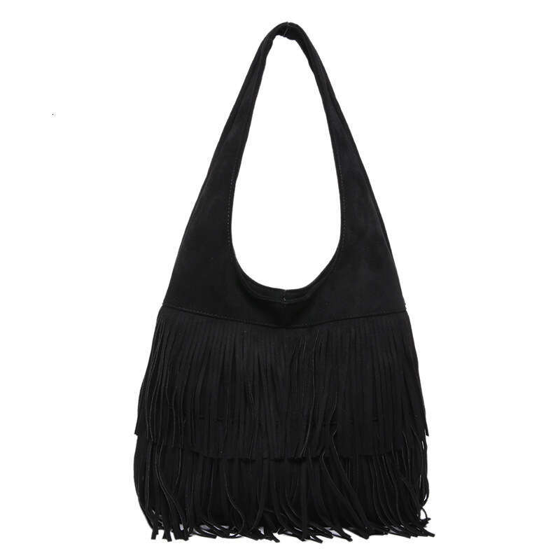 European and American retro frosted tassel bag with high texture, niche underarm shoulder large capacity lazy style commuting tote bag, 2024 new casua