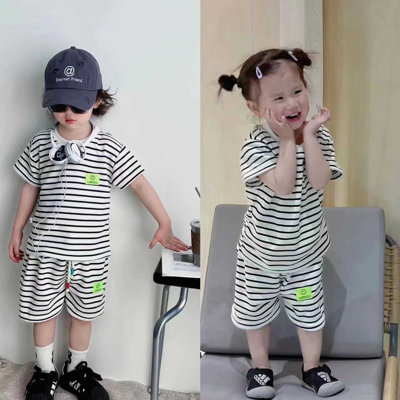 Clothing Sets Summer Baby Clothes Set Children Boy Girl Stripe T-shirts and Shorts 2pcs Suit Kid Casual Top Bottom Outfits Tracksuits H241214