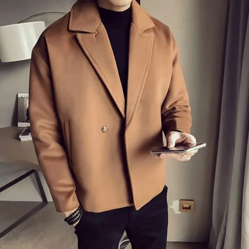 Casual mens Coats short and sales deals clothing fashion Korean reviews many fashionable mens wool and blended jackets 241211