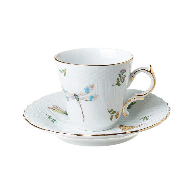 European Ceramic French Palace Style Flower Milk Water Cup Creative Coffee G Plate Afternoon Tea Cup Tea Tray with Tray Y241214