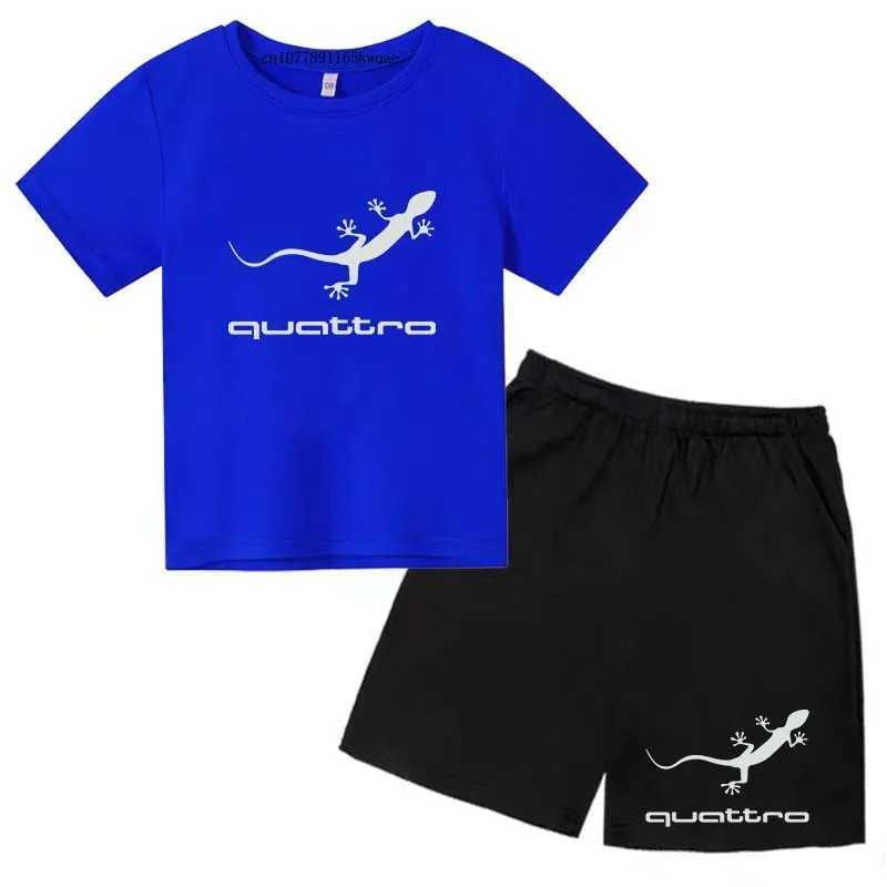 Clothing Sets Kids Funny Gecko Print Summer Casual Breathable T-shirts+Shorts 2pcs Suits 2-13Years Boys Girls Outfit Children Clothes Tee Sets H241214