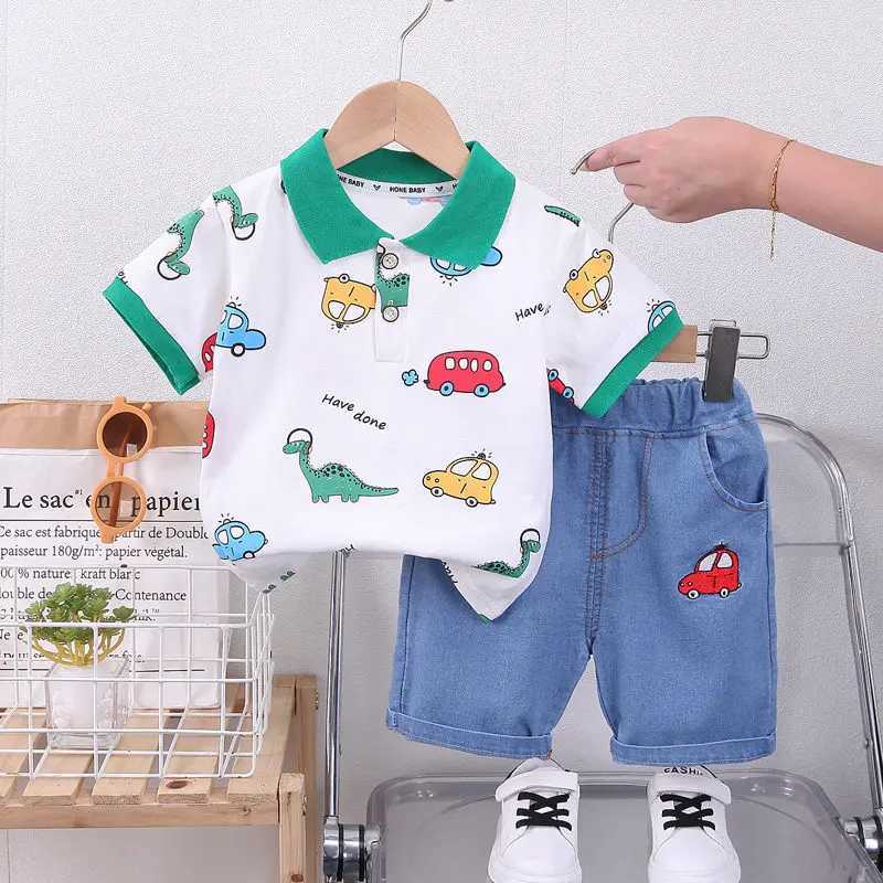 Clothing Sets Children Cotton Baby Boys Girl Clothes Summer Cars Sport T-shirt Shorts 2Pcs/Set Infant Causal Kids Toddler Tracksuits 0-5 Years H241214