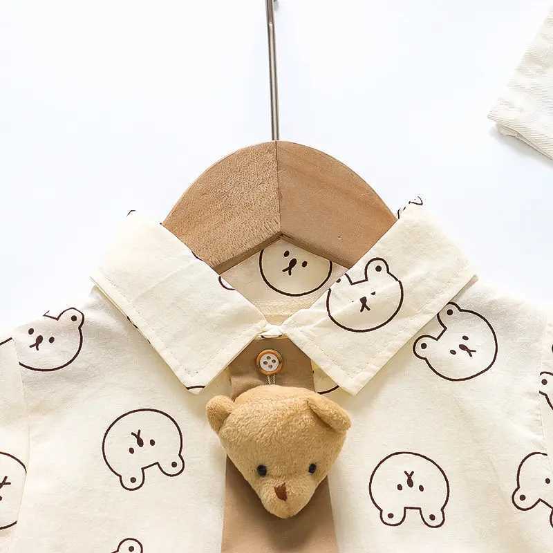 Clothing Sets Children Clothes Cartoon Bear Baby Boy Short Sleeve Full Printe Causal Shirts Pants 2Pcs/set Kid Fashion Toddler Tracksuits H241214