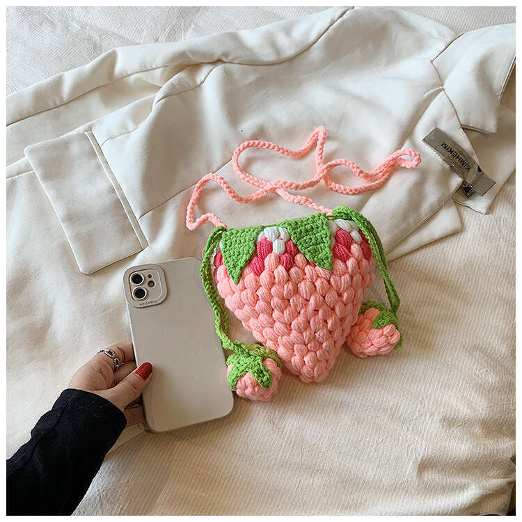 Ins crochet bag for women's trend, niche DIY handmade cute single shoulder crossbody bag, parent-child mouth red envelope, 2024 temperament versa