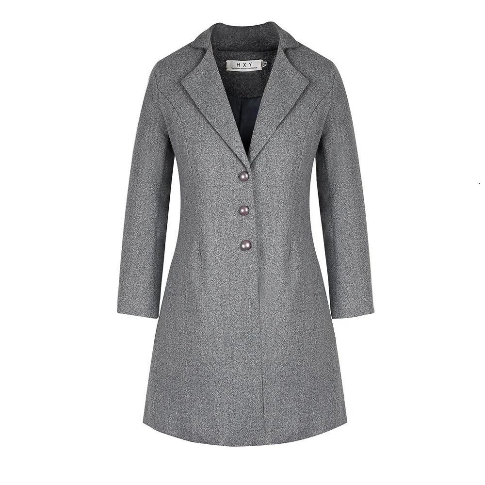 Solid Colo Slim Woolen Womens Coat Long Jacket Autumn Winter Fashion Korean Outerwear Black Coat Elegant Female Clothing 241214