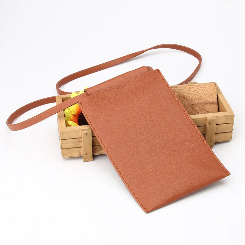 Fashion womens mobile phone wallet PU leather messenger bag solid color mini mobile phone bag mobile phone bag handbag 241213