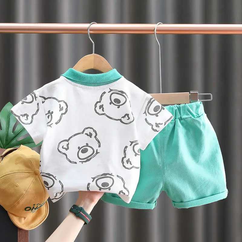 Clothing Sets New Summer Baby Clothes Suit Children Boys Girls Cartoon Bear T Shirt Shorts 2Pcs/Set Toddler Casual Clothing Kids Tracksuits H241214