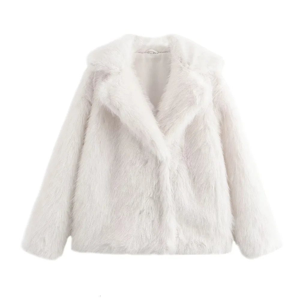 RARF Womens Versatile Warm Fury Coat with Collar Button Decoration AutumnWinter Clothing 241211