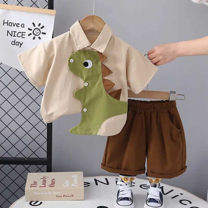 Clothing Sets Cotton Clothes Kids Boy Summer Children Patchwork Dinosaur Shirts Shorts 2Pcs/Set Fashion Toddler Tracksuits 1 2 3 4 5 Years H241214
