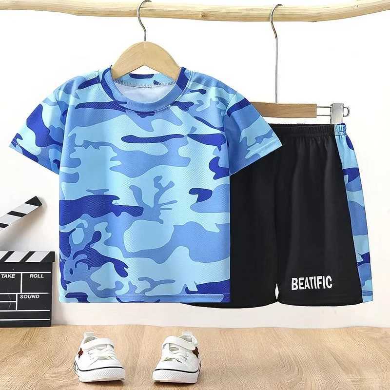 Clothing Sets Summer Kid Clothes Set Breathable Quick Drying Featured Print T-shirts and Shorts Suit Children Girls Sport Tracksuits H241214