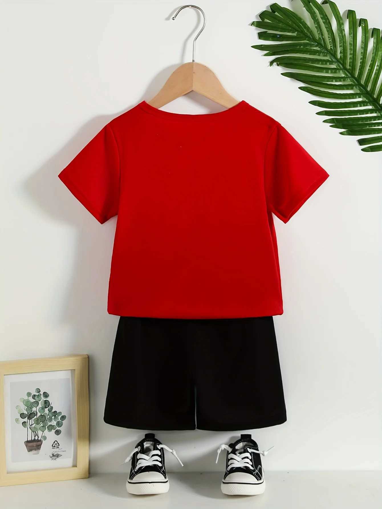 Clothing Sets Summer Kid Boy Girls Clothes Set Children Red 23 Printed T-Shirts And Shorts 2 Pieces Suit Baby Casual Top Bottom Tracksuits H241214