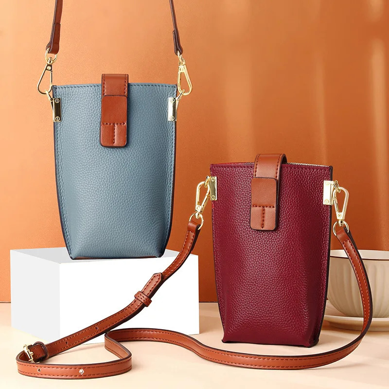Fashion Mobile Phone Bag Woman Leather Handbag Small Shoulder Bag Ladies Genuine Leather Messenger Bags 241213