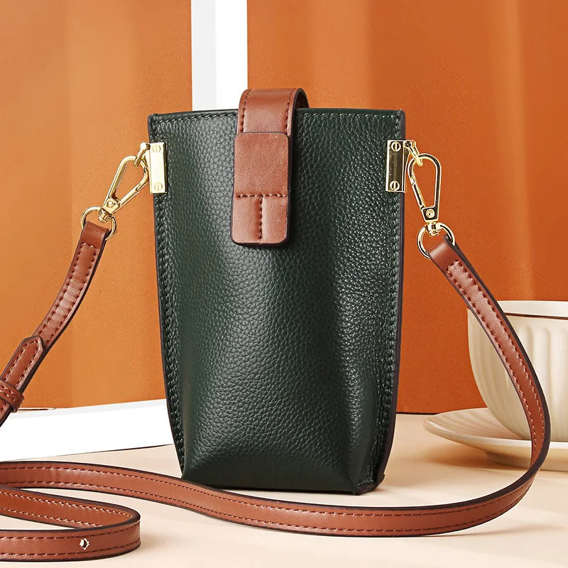 Fashion Mobile Phone Bag Woman Leather Handbag Small Shoulder Bag Ladies Genuine Leather Messenger Bags 241213