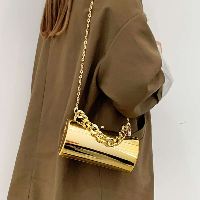 Ins internet celebrity shiny bread women's chain single shoulder crossbody cydrical niche pen holder bag women 2024 new casual fashion trend clot