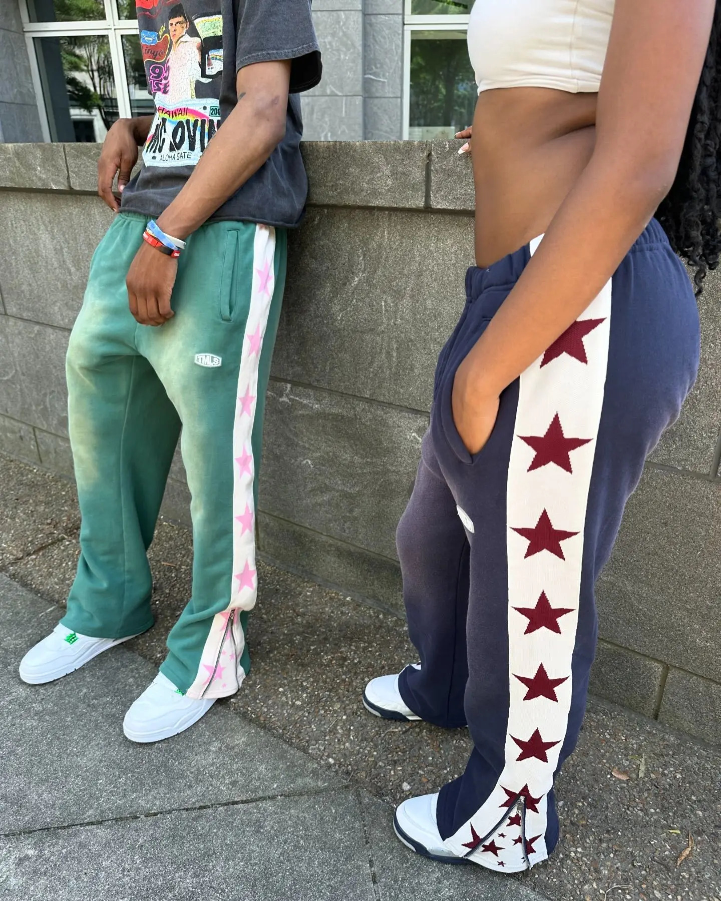 2000s High Street Hip Hop Striped Side Zipper n Elastic Waist WideLeg Pants Mens American Retro Fashion Trend Sweatpants 241214