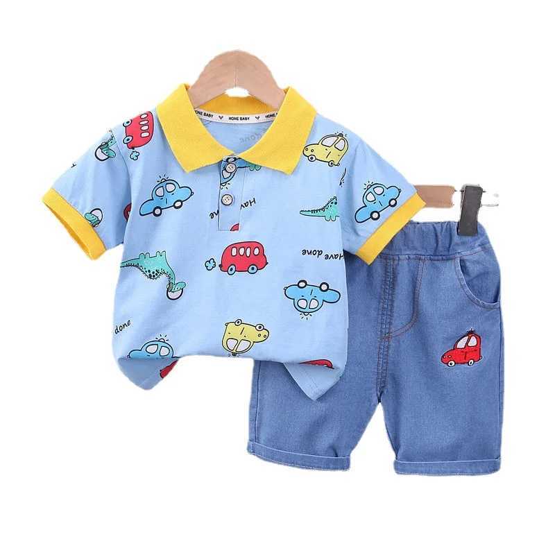 Clothing Sets Children Cotton Baby Boys Girl Clothes Summer Cars Sport T-shirt Shorts 2Pcs/Set Infant Causal Kids Toddler Tracksuits 0-5 Years H241214