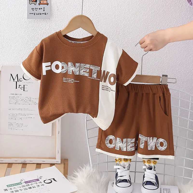 Clothing Sets Kids Boy Printing Patchwokr T Shirt Shorts Summer Children Baby Outing Clothes 2Pcs/Set Infant Kids Toddler Tracksuits 0-5 Years H241214