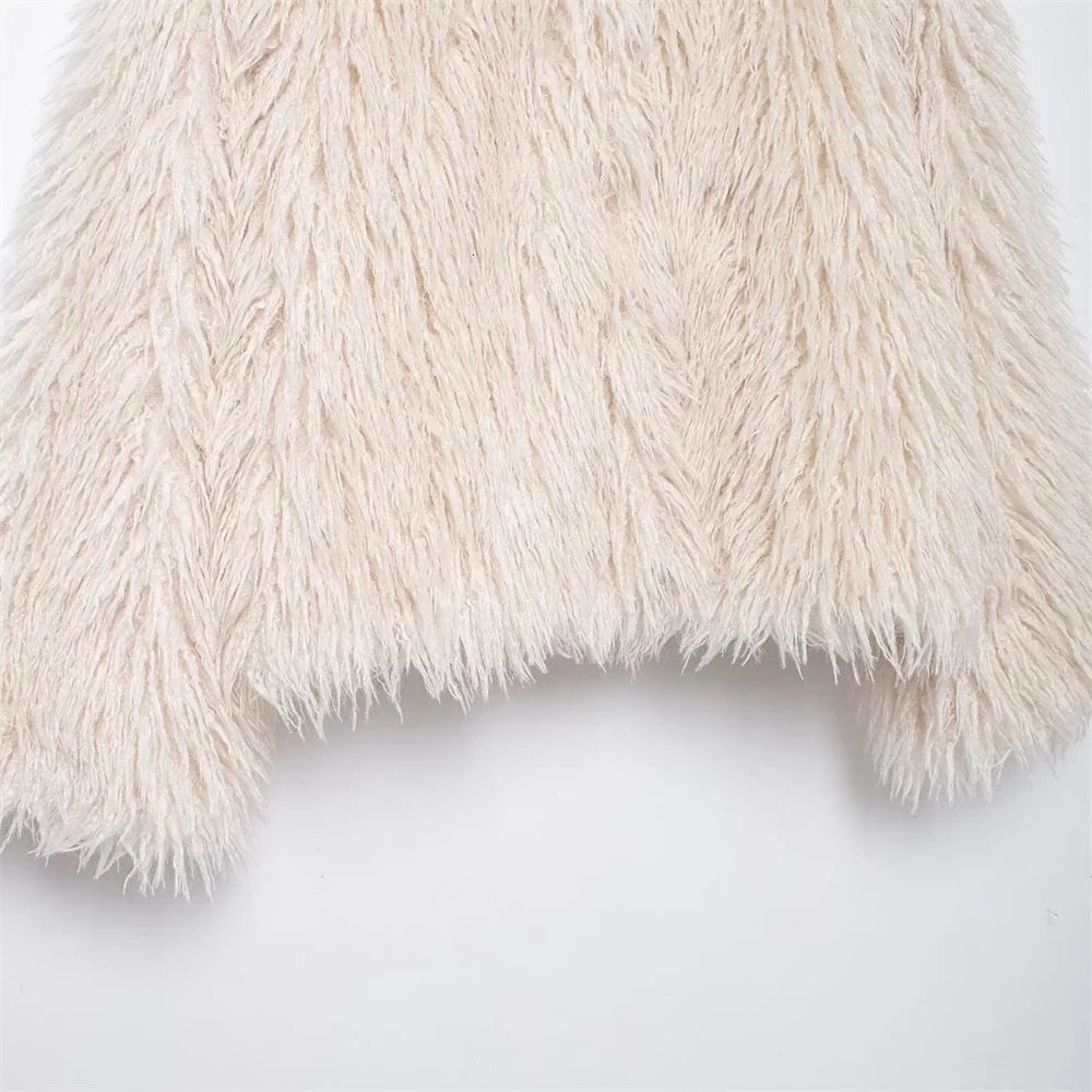 autumn womens clothing style fashionable simple and versatile fur effect long sleeved jacket 241211