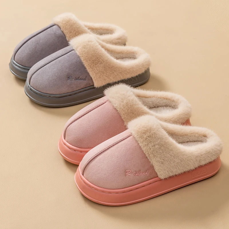 Winter Warm Couple Style Concise Fluffy Slippers Women Men Nonslip Soft Cosy Slides Indoor Mule Ladies Home Cotton Shoes 241214