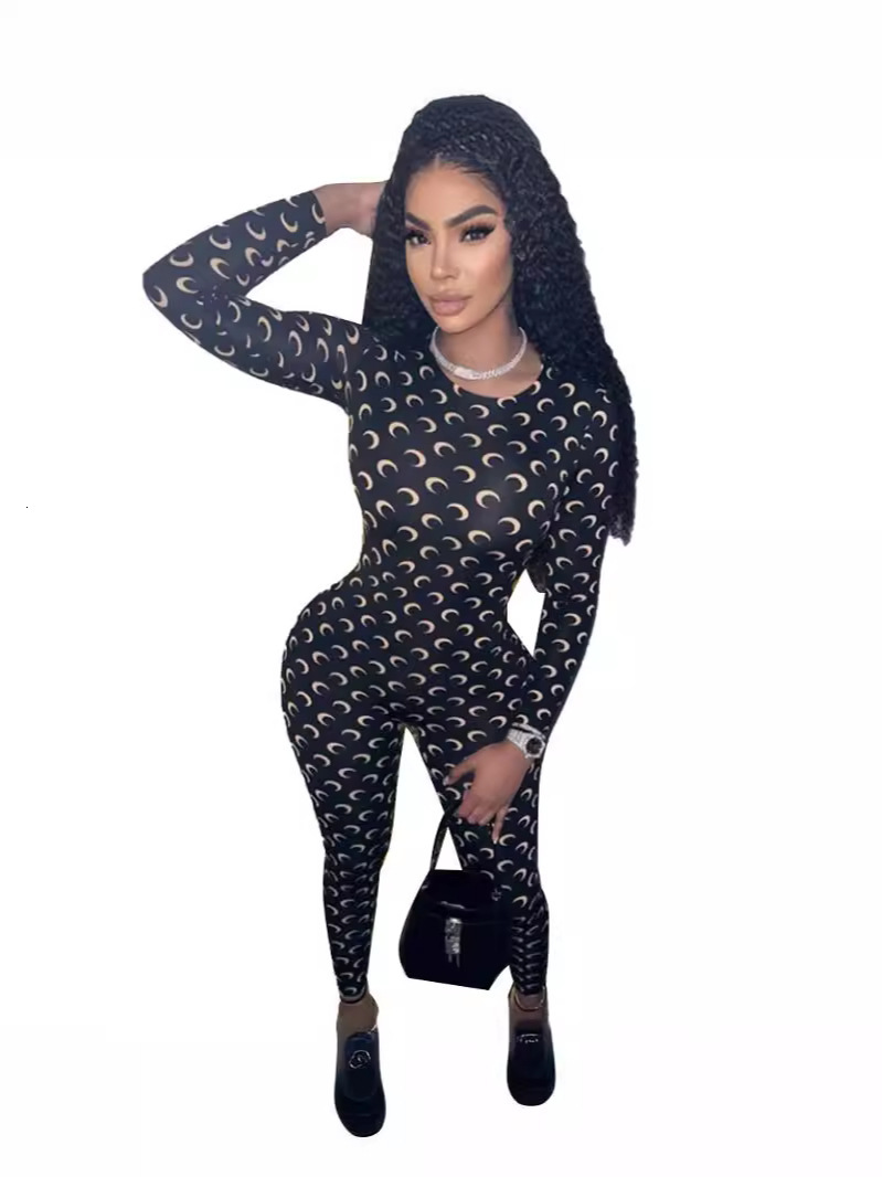Women's Outdoor Sunscreen Diving Swimsuit Long Sleeve With Chest Pad Casual Fashion Printed One-Piece Trousers