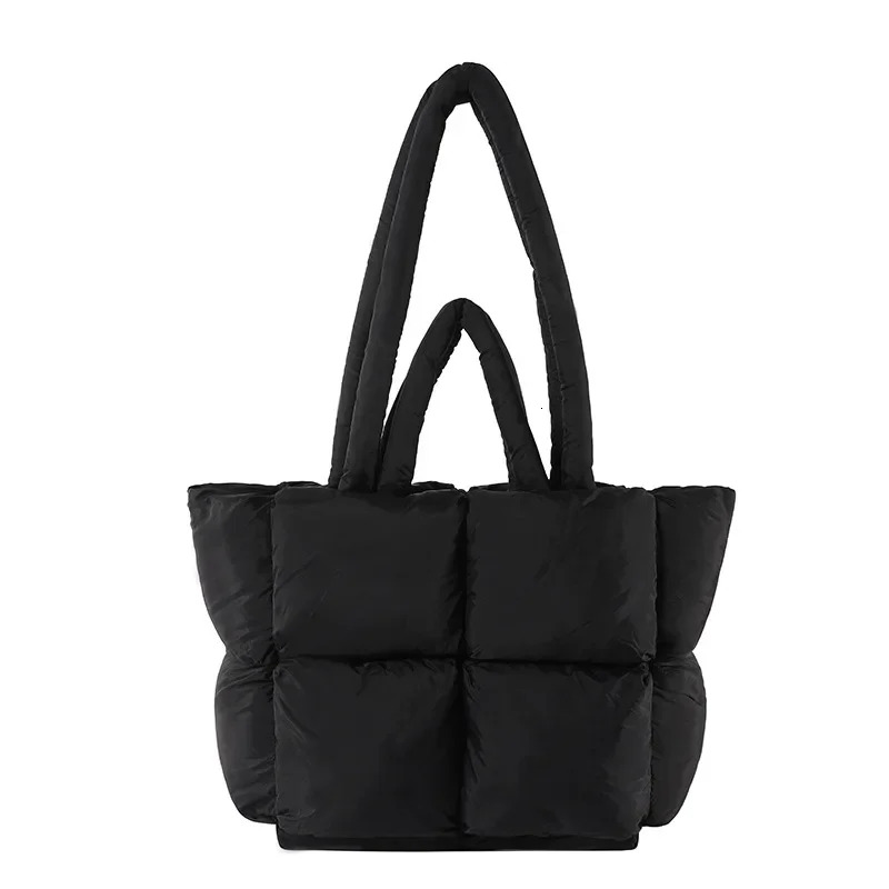 Basic Casual Down Handbag Women's Winter Large Capacity Fashionable Shoulder Bag Designer Aesthetic Solid Color Handbag Retro Wallet New Product 