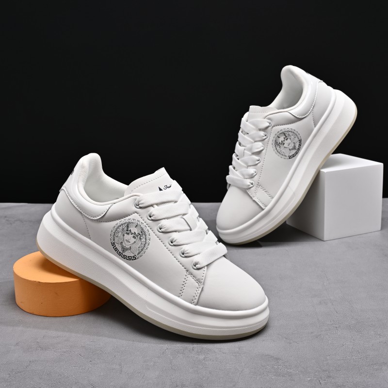 Modern White Casual Sneakers - Fashion badge for everyday wear, comfortable and versatile. Skateboarding shoes