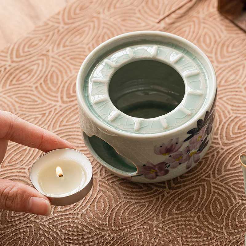 Magnolia Candle Heating Teapot Tea Accessories Ceramic Carrying Beam Brewing Teapot Open Flame Heating Cooking Teapot Y241214