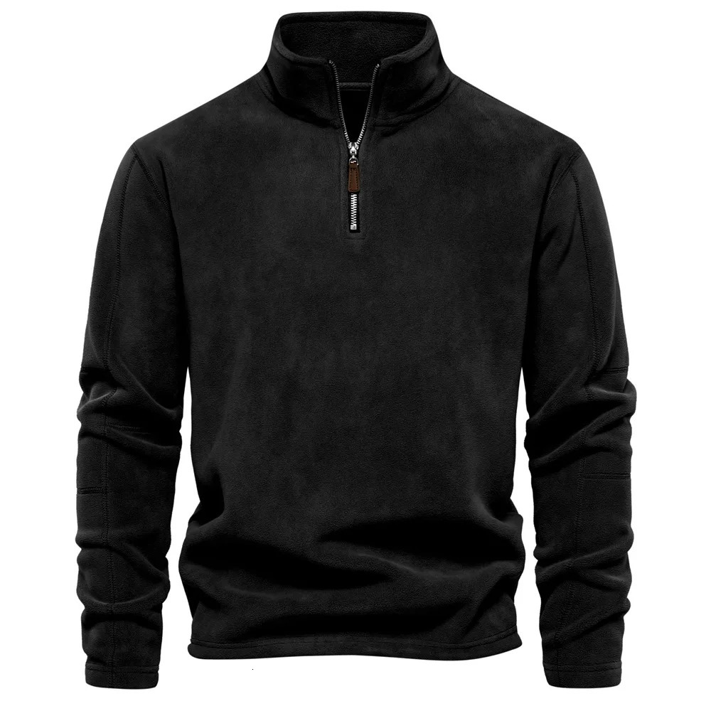 2025 High quality Thicken Warm Fleece Hoodie Sweatshirt for Men Zipper Neck Pullover Mens Sweatshirt Soft Shell Mens Sweatshirt 241214