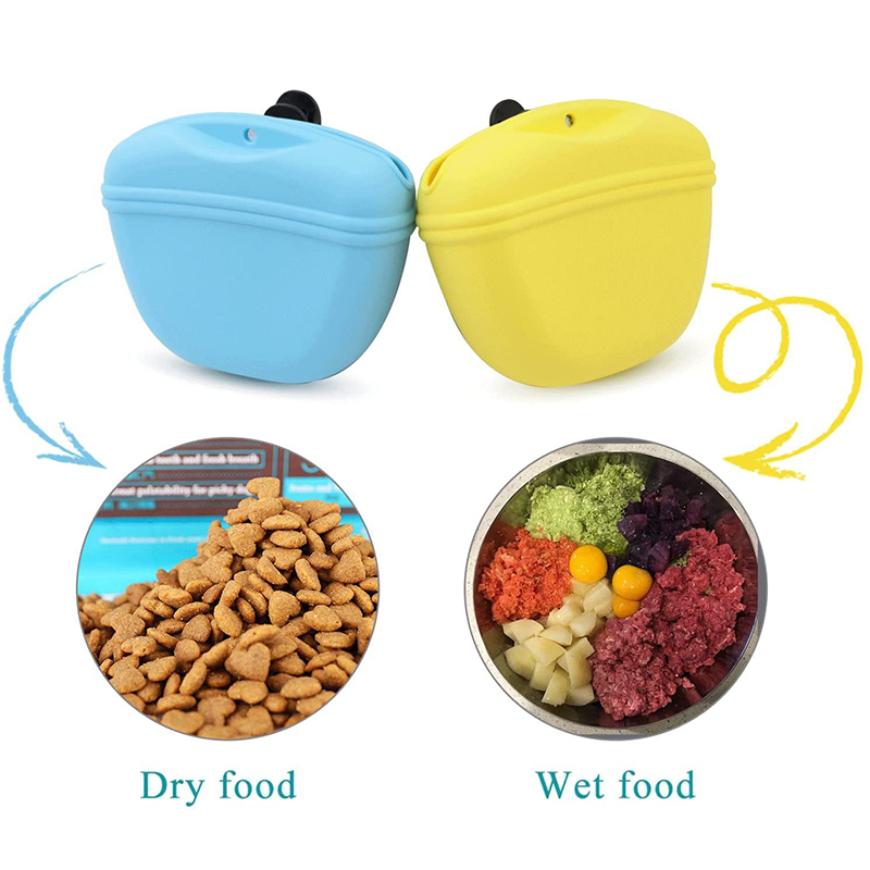Silicone Portable Dog Training Treat Bag Puppy Snack Reward Waist Bag Feed Pouch Pocket Food Reward Storage Bag Magnetic Closure Waist Clip W0164