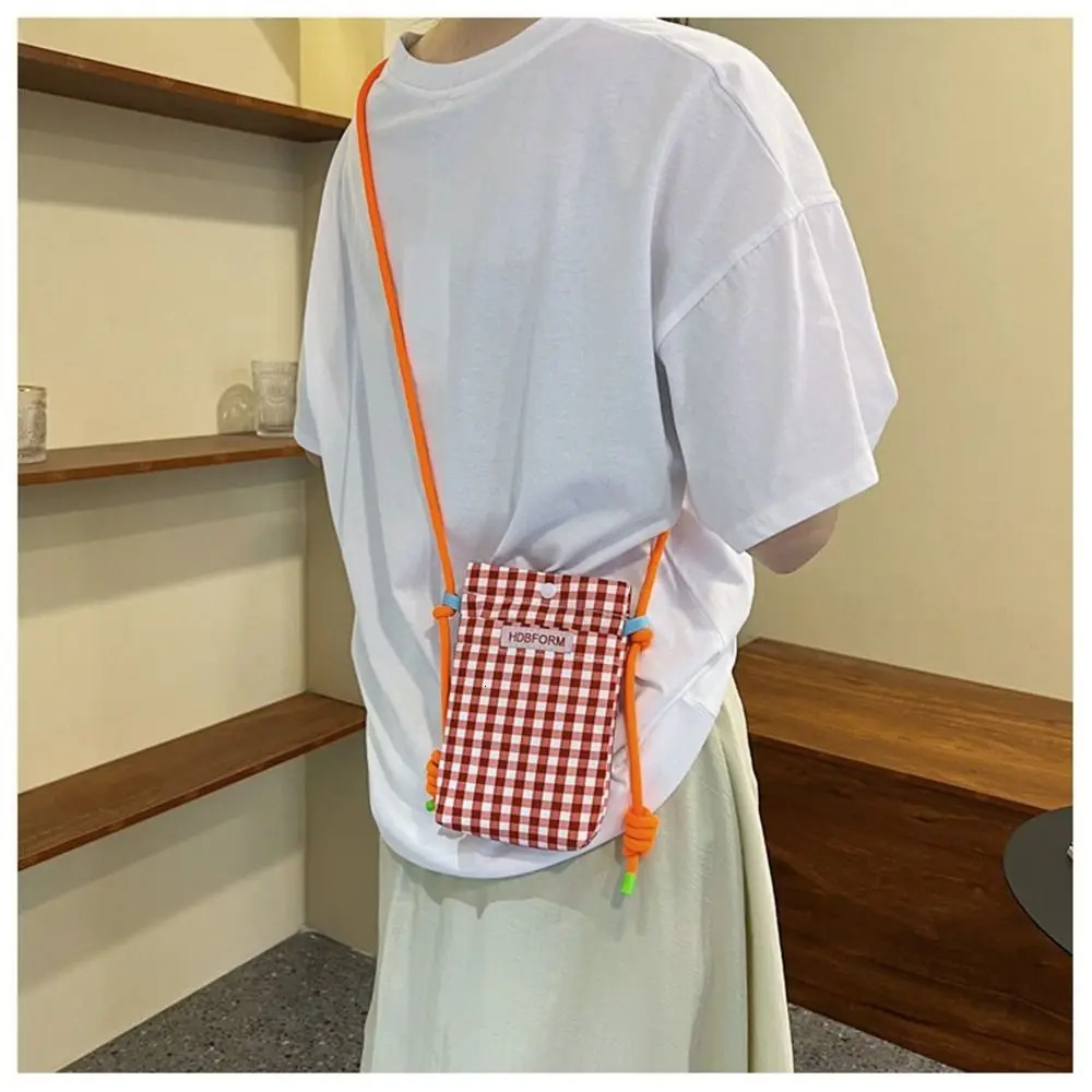 Polyester Mesh Shoulder Bag Multi functional Large Capacity Square Pocket Mini Cartoon Phone Bag 241213
