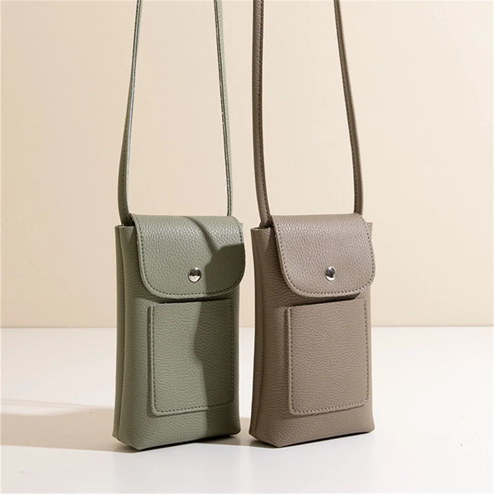 Womens wallet shoulder mini leather bag shoulder strap mobile phone large card holder wallet 241213