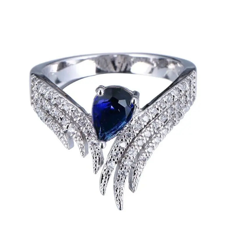 Choucong Drop Ship Ins Top Sell Wedding Rings Luxury Jewelry 925 Sterling Silver Fill Water Drop Multicolor Zircon CZ Diamond Party Eternity Women Win