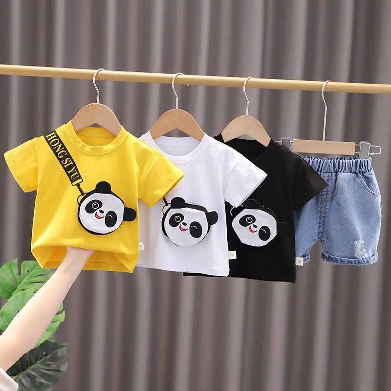 Clothing Sets NEW Baby Boys Summer Wear Newborn Children Clothing Boys Short Sleeve Cartoon T-Shirt Short Pants Tracksuit Suit 2pcs/Set H241214