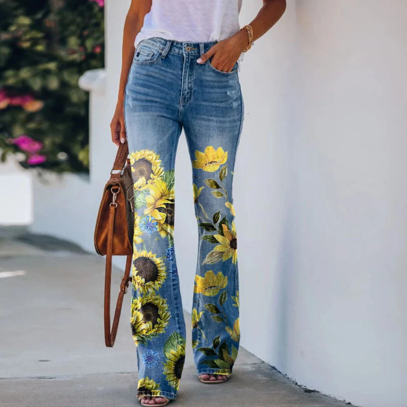 Prints Flared Jean 2024 Streetwear Trendy Element Hipster Baggy Jeans Korean Fashion Drapes Straight Casual Denim 241203