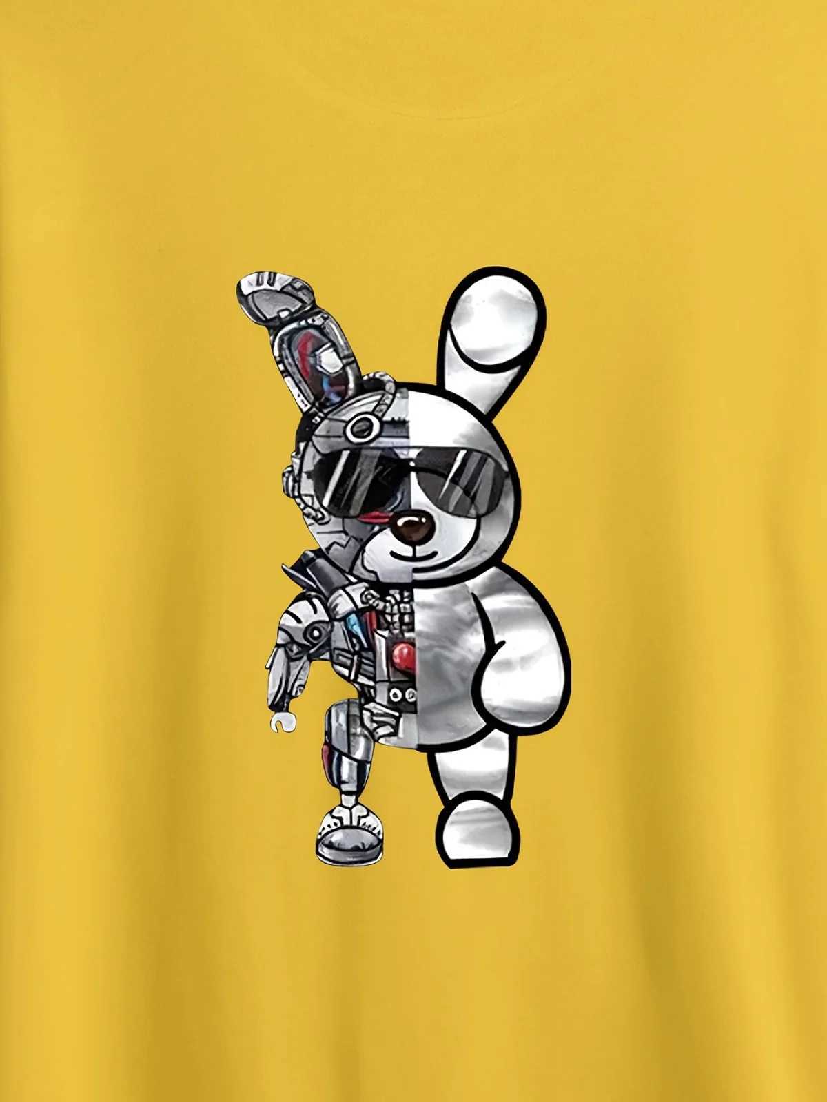 Clothing Sets Summer Baby Boy Clothes Set Children Girls T-shirts and Shorts 2PCS Suit Mechanical Rabbit Printed Top Bottom Outfits for Kid H241214