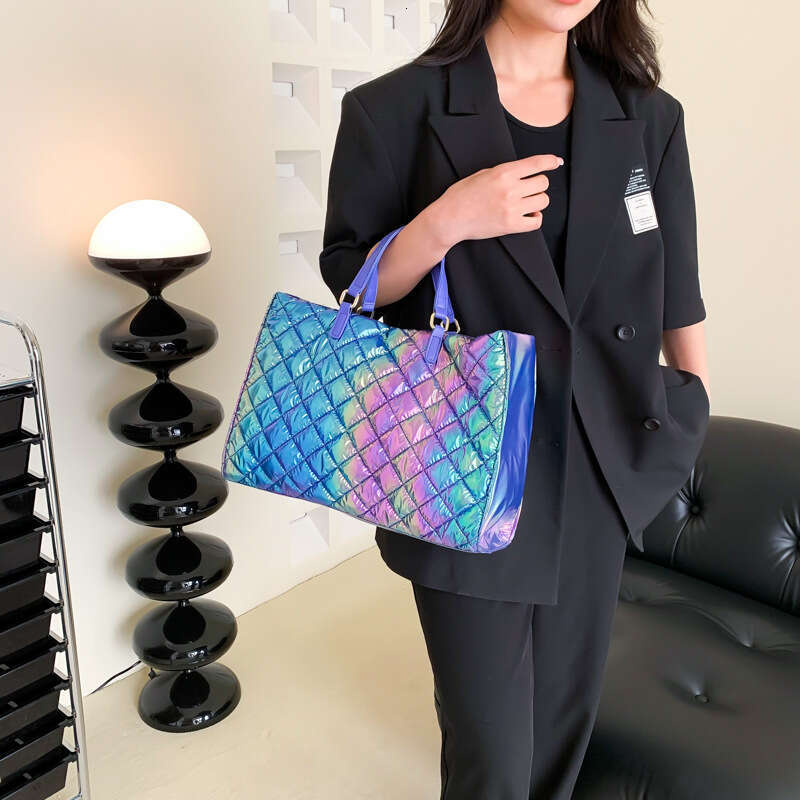 Small niche design cotton handbag, women's high-end feeg dia grid embroidery thread tote large capacity single shoulder crossbody bag, 2024 new c