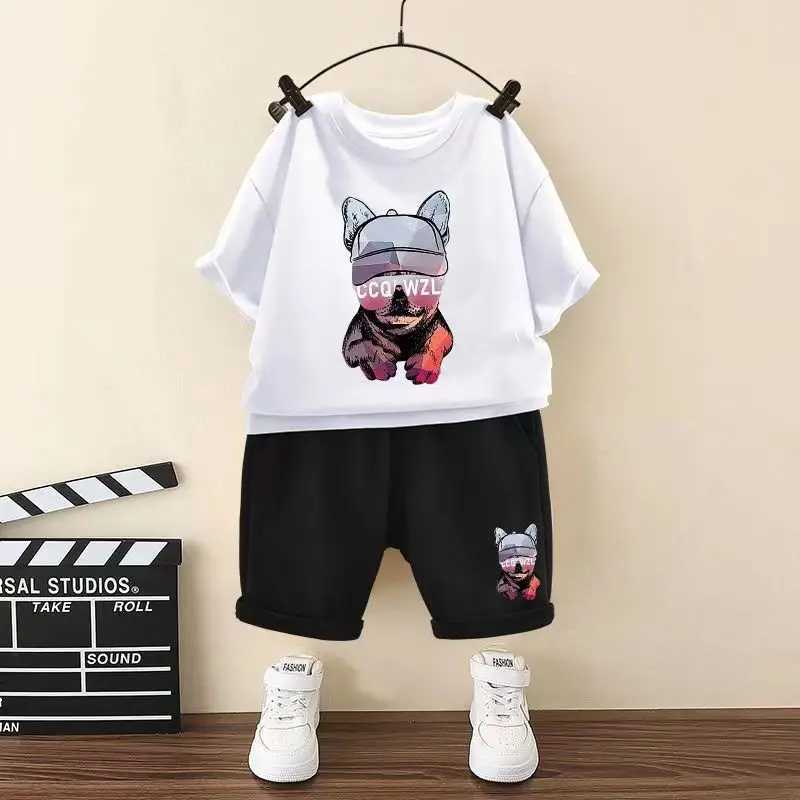 Clothing Sets Summer Baby Boy Clothes Set Children Girls Cartoon Dog Printed T-shirts and Shorts 2 Pieces Suit Kid Fashion Top Bottom Outfits H241214