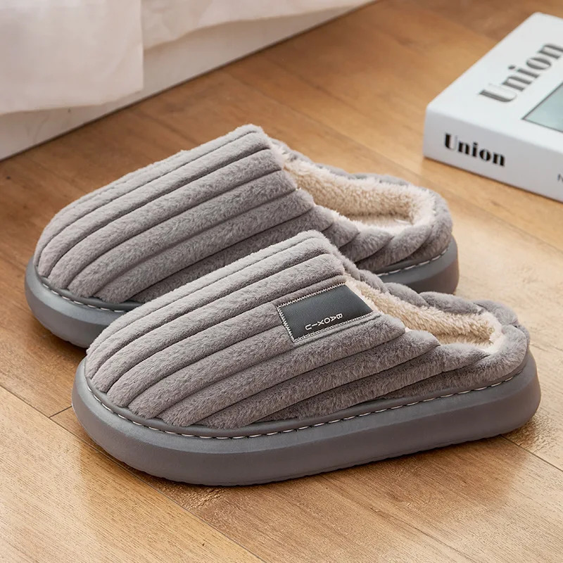 Autumn And Winter Mens Thickening Warm Increase Slippers Stepping On The Sense Of Shit Thick Bottom Household NonSlip 241214